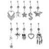 YYJFF AQ10-001 Belly Navel Button Ring Mix 10 Styles Aqua.Colors 10 PCS Crown Dream Catcher Owl