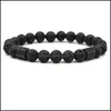 Charm Armband Lava Bead Armband Natural Stone Men CZ Zircon Color Gun Black/Sier/Gold Drop Leverans smycken Dhfoy