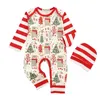 Pagliaccetti per bambini di Natale Set di abbigliamento Neonati Abiti di Natale Babbo Natale Elk Print Abbigliamento Pantaloni scozzesi Cappello Set Toddler Boy Girls Suit