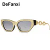 Óculos de sol na moda espelho dourado olho de gato feminino 2022 moda luxo designer corrente de metal óculos de sol senhoras óculos de viagem UV400óculos de sol Ki