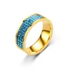 Gold Diamond Ring Band Stainless Steel Three Rows Crystal Ring Finer Woman Man Fine Fashion Jewelry gift