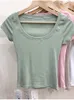 T-shirt femme 16 couleurs été femmes t-shirt filles femme vêtements hauts Y2k coton Slim femme manches courtes Crop Tee Sexy 230206