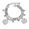 Braccialetti a maglie Bracciale a catena incrociata per uomo Donna Gold Silver Heart Coin Variety Trend Charm a doppio strato in acciaio al titanio GF Raym22