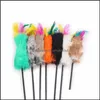 Other Cat Supplies Pet Home Garden Pets Kitten Jum Train Aid Fun Toy Mti-Colors Feather Wand Stick For Catcher Teaser Drop Delivery 2021 T