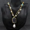 Natural White Pearl Gold Electroplated Turquoise Clear Quartz Bouddha Head Pending Collier Boucles d'oreilles Boucles d'oreilles3344867