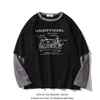 Moishe Tide American Fashion Label Graffiti-Druck Gefälschter zweiteiliger Pullover für Männer und Frauen Lose lässiges Paar langärmeliges T-Shirt