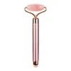 Electric Vibrating Natural Rose Quartz Jade Roller Face Lifting Stone Facial Massager Energy Beauty Bar with retai