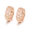 Hoop & Huggie MxGxFam Geometry Shaped Zircon Earrings For Women Fashion Jewelry 3 Gold Color 18 K / Rose WhiteHoop