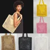 Mode Stylish Fiber Straw Woven Tote Women Designers Handväska 2022 Summer Beach Travel Bucket Påsar Big Size Foldbar Shopping Bag287x