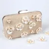 Torby wieczorowe eleganckie modne perłowe kwiaty z koralikami mini złote przyjęcie weselne torba na ramię na ramię