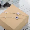 Urok Bracelets 925 Stempel Bransoletka wiśniowa z różowym fioletowym kryształem dla kobiet kwiat elegancki słodki srebrny kolor biżuterii lars22