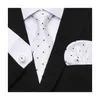 Jacquard Fashion Märke Silk Tie Handkakor Manschettknapp Set Nathti -skjorta Tillbehör Mans Guld Plaid Independence Day