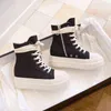 Boots Hot Ins Women Canvas Shoes Luxury Trainers Platform Lace Up Sneakers Casual Height Increasing Zip High-top Black 220811