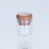 Mini borosilicate transparent stockage scellé petite bouteille en verre couvercle en bois droit bouteille mince LK0083