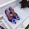 2022 donne di marca pompe di lusso di cristallo Slingback tacchi alti estate scarpe da sposa confortevole triangolo con tacco scarpe da sposa partito G220520