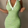 Summer Sweater Dress Women Fashion Knitted Bodycon Dresses Sexy Sleeveless V Neck Open Back Packaged Hip Skirt Streetwear