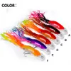 Nuovo 6 pezzi / set 6 colori 18 cm 19 g simulazione calamari esche da pesca kit esche calamari da pesca esche occhi 3D con barba esche per pesci gancio di alta qualità K1645