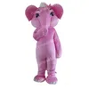 Simulazione Costumi della mascotte dell'elefante rosa Vestito da vestito da personaggio dei cartoni animati di alta qualità Vestito da festival all'aperto per feste di compleanno per adulti di Halloween