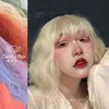 Perruque courte ondulée avec frange rouge vert blond violet rose synthétique Cosplay Lolita jolie fille dame Anime s pour femmes 220622