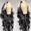 Skunk Stripe Human Hair Body Wave Blonde Lace Front X Frontal B ملونة لـ 220606