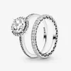 100% 925 Sterling Silver True Elegance Round Halo Ring Set For Women Wedding Rings Fashion Jewelry Accessories