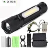 New LED Flashlight XM-L T6 And COB Zoom 4 Modes Aluminum Flashlight Power Supply 18650 Or AAA Battery Waterproof Portable Lantern