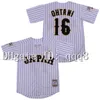 qqq8 Air01 Top Quality Japan Samurai 16 Shohei Ohtani Black White Stripe Pinstriped Hokkaido Nippon Ham Fighters Jersey Movie 100% Stitched Baseball