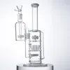 Cachimbas de tubo recto de 12 pulgadas Perc en línea Bongs de vidrio Rociador Seta Cruz Percolador Tuberías de agua 18 mm Plataformas de aceite conjuntas con recipiente para cenizas