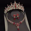 Royal Queen Bridal Jewelry Set för kvinnor Luxury Tiaras Crown Set Halsbandörhängen Bröllopsklänning Bride Jewelry Set Accessory 220716