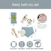 1set Baby Bath Toy Set Baby Bath Handduk Träskamband Armband Virka Rattles Toys Infant Bath Products Born Bell 220531