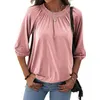 Dames t-shirt zomer geribbelde katoenen dames gebreide kleuterkleurige kleur half mouw merk t-shirtvrouwen's