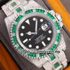2022 TWF EY126610 T116610 A2836 Automatisk herrklocka i116649 Rainbow Square Diamond Bezel Green Dial 904l Steel Iced Out Diamond Two Tone Armband Eternity Watches