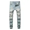 Jeans hommes bleu noir blanc pantalons de survêtement Sexy trou pantalon décontracté mâle déchiré pantalon maigre Slim Biker outwearRY53