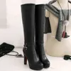 Women's High Boots Winter Platform Sexy Black White Heels Knee High Boots Female Fashion Buckle Zipper Long Tall Shoes Ladies Y220817