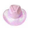 Berets Cowboy Hat Country Western Cowgirl Eleganckie kobiety męskie męskie Pink Perlelescente Big Brim Caps Funny Halloween Party Decoration