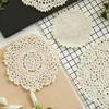 Mats & Pads Crocheted Placemat Lace Table Place Mat Handmade Cotton Drink Cup Mug Dinner Tea Desktop DecorMats MatsMats