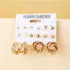 Stud Trendy Silver Color Butterfly Hoop Earrings Set For Women Girls Geometric Irregular Metal Resin Acrylic JewelryStud