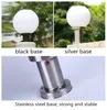 Round Solar lamps LED Ball Shape Pillar Light White acrylic globe Outdoor waterproof post light fence lighting landscape courtyard garden