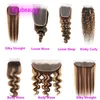 Brazilian Human Hair 4 27 Piano Color 4X4 Lace Closure 13X4 Lace Frontal With Baby Hairs 10-22inch P4/27 Free Part