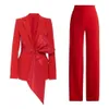 Chic matka panny młodej garnitury ze spodniami Bow Design 2022 moda czerwony dywan suknie damskie smokingi wieczorny bal marynarka na przyjęcie dla gości weselnych sukienki kurtka spodnie