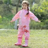 1-10 Years Old Children Raincoat Kids Boys Girls Waterproof Jumpsuit Hooded Cartoon Dinosaur Baby Rainwear And Pants 220427