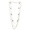 Chains Cute Sweater Long Chain Pendant Multilayer Pearl Necklace Rose Flower JewelryChains