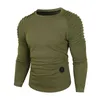 Einfarbig Rundhals Sweatshirt Männer Langarm Top Plissee Schulter Dünne O Neck Pullover Männer Top sudaderas L220704