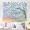 Pink Moon Tapestry Ins Hanging Tyg Bakgrund Canvas Oil Målning Dream Moon Room Decoration Mattan Väggbeklädnad J220804