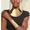 Liffly afrikanska stora chokers halsband för kvinnor uttalande metall geometrisk krage halsband armband indiska party smycken set 220810