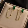 Chains Fashion Emerald Zircon Double Chain Necklace Bracelet Earrings Stainless Steel Plated Gold Jewelry Gifts For WomenChains