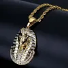 18 -karatowe złoto srebrne lodowane egipskie faraon miedź kryształ cyrkon diamenty wisiorek