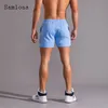 Samlona hommes loisirs Shorts été Sexy à lacets Skinny Shorts grande taille 3xl mâle décontracté plage pantalons courts bleu blanc 220608