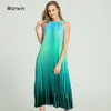 Marwin New-Coming Spring Summer Spaghetti Strap Sleeveless A-Line Ankle-Length O-Neck Women Dresses Holiday Beach Style 210302