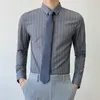 Chemises habillées pour hommes Style coréen Slim rayé chemise à manches longues hommes vêtements mode automne affaires chemisiers formels hauts vêtements pour hommes Vere22